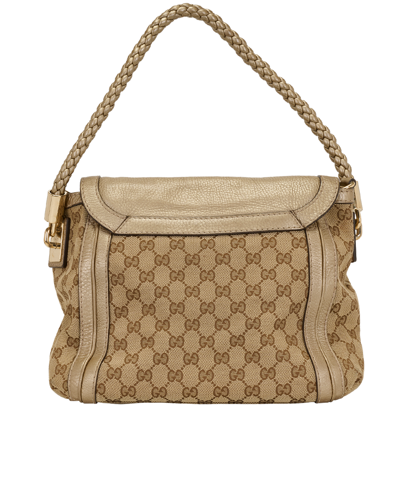 Bella Flap Satchel, &pound;280, Handbags, Beige, Canvas, Back view